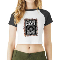 Rock Me Mama Like A Wagon Wheel Country Music Leopard 1 Raglan Crop Top | Artistshot