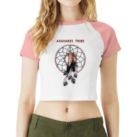 Avavares Native American Indian Retro Dreamcatcher Feather Music Raglan Crop Top | Artistshot