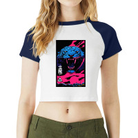 Vaporwave Animal Print Tiger Modern Fashion Cyberpunk Style Raglan Crop Top | Artistshot