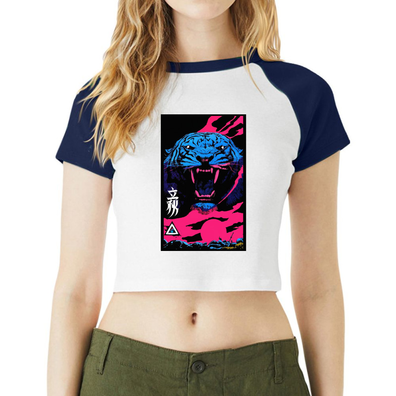 Vaporwave Animal Print Tiger Modern Fashion Cyberpunk Style Raglan Crop Top by nunagqolamo | Artistshot