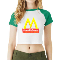 Monolith Burger 8 Bit Raglan Crop Top | Artistshot