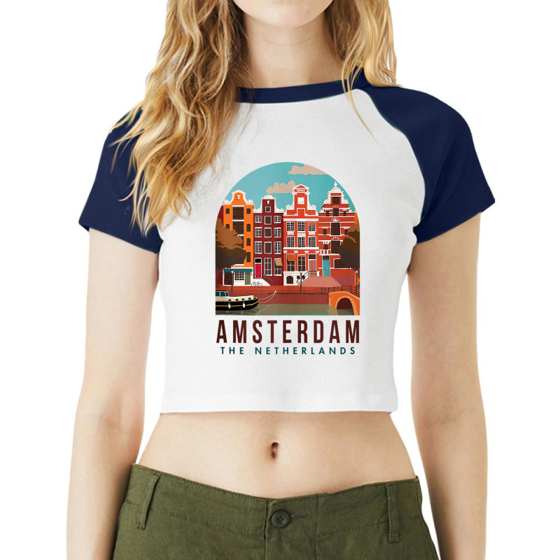 Amsterdam The Netherlands Travel Poster Amsterdam Traveling Tank Top Raglan Crop Top by wafaha | Artistshot