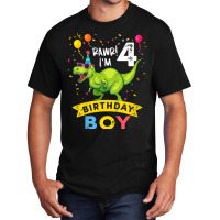 Kids 4 Year Old Shirt 4th Birthday Boy T Rex Dinosaur T Shirt Basic T-shirt | Artistshot