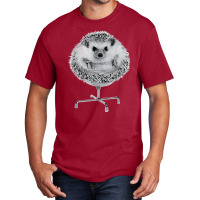 Funny Hedgehog In An Office Chair Ready For Work Fat Animal T Shirt Basic T-shirt | Artistshot