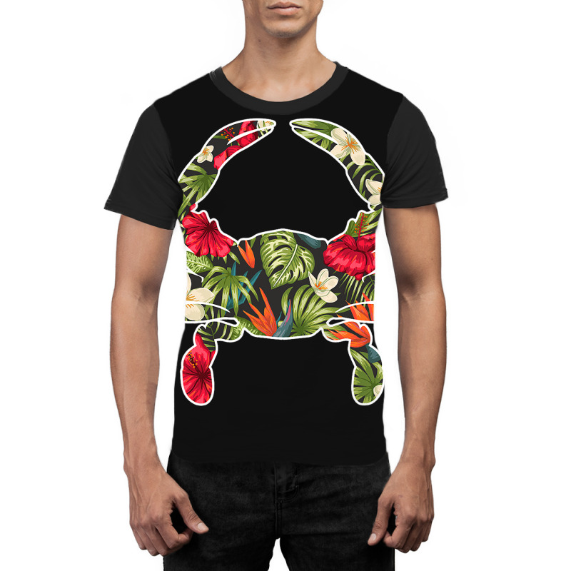 Crab Summer Tropical Floral Print Flower Hawaii Me Graphic T-shirt | Artistshot