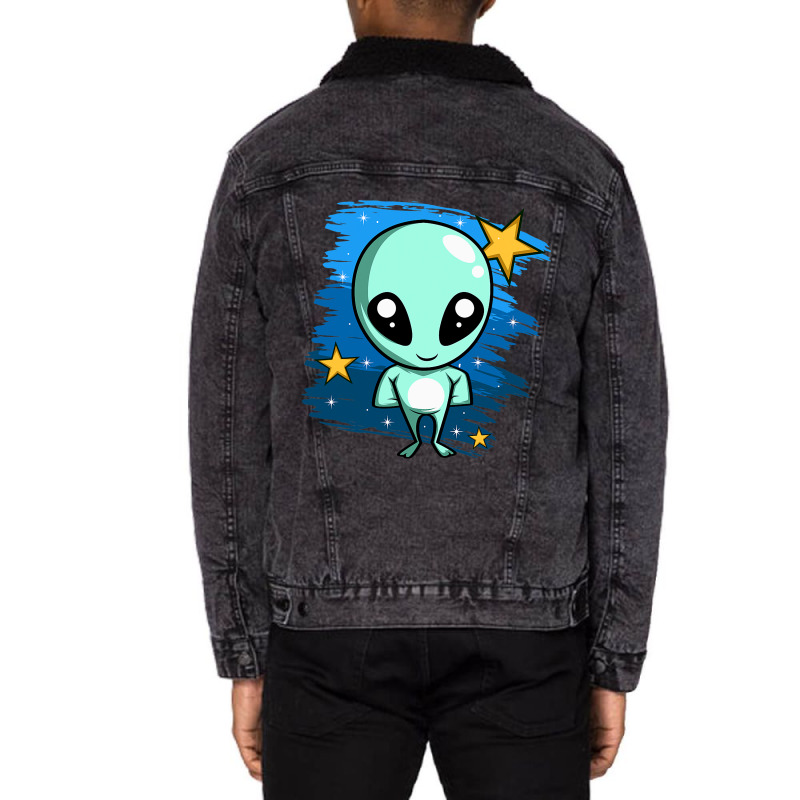 Cute Alien Famous Person Unisex Sherpa-lined Denim Jacket | Artistshot