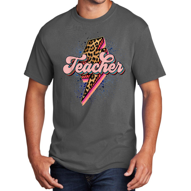 Teacher Leopard Lightning Thunder Western Back To School Basic T-shirt | Artistshot