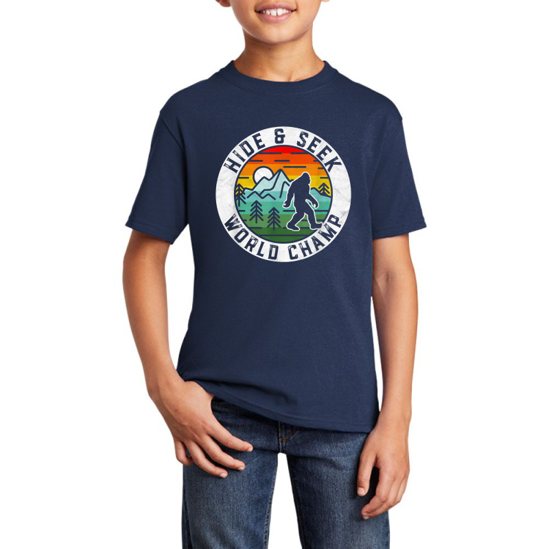 Bigfoot Hide   Seek World Champ Sasquatch Silhouette Basic Youth T-shirt by EricWade | Artistshot