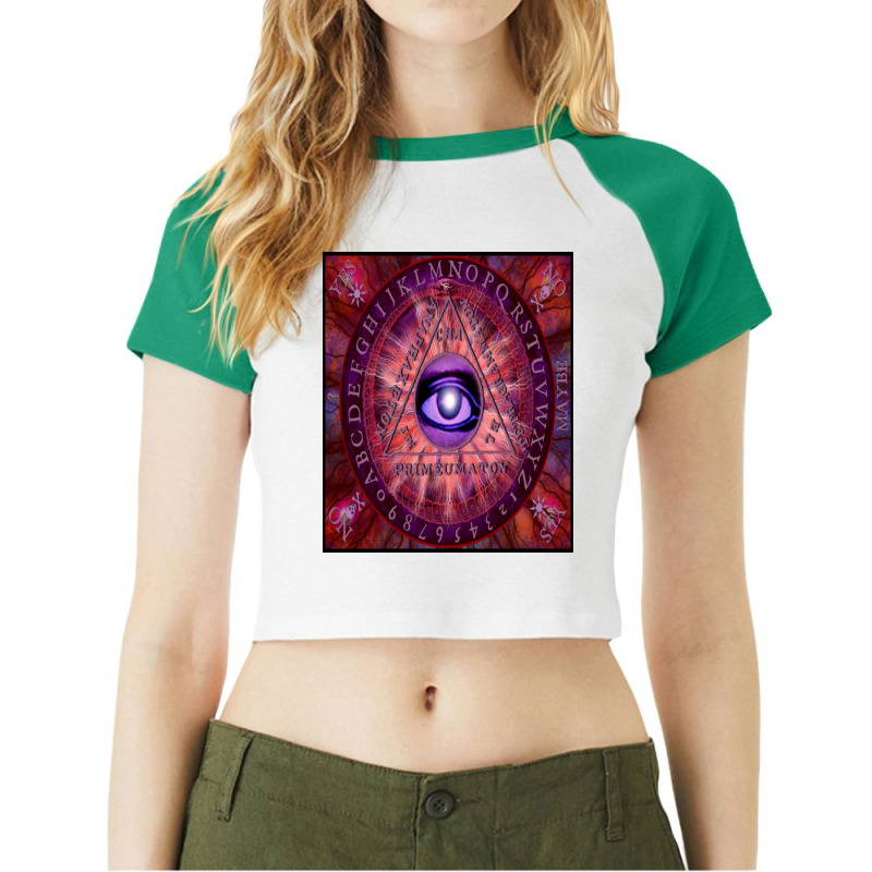 Triangle Of Art Necronomicon Divination Board Raglan Crop Top by apolitery | Artistshot