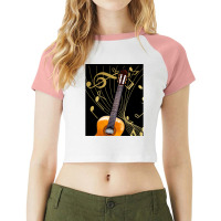 Guitar And Music Note Raglan Crop Top | Artistshot