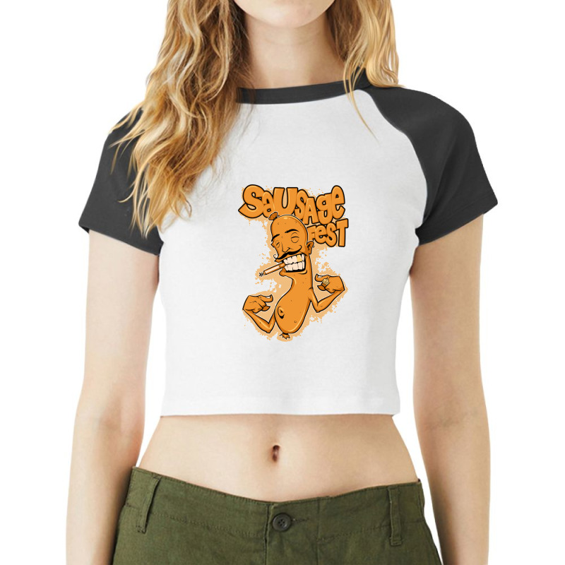 Sausage T-shirt Casing Graphy Smoking.png Raglan Crop Top by AmyHogan | Artistshot