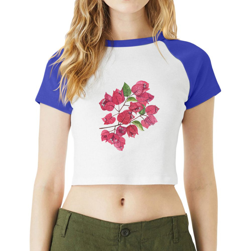 Bougainvillea On Black Raglan Crop Top by TerryPhelps | Artistshot