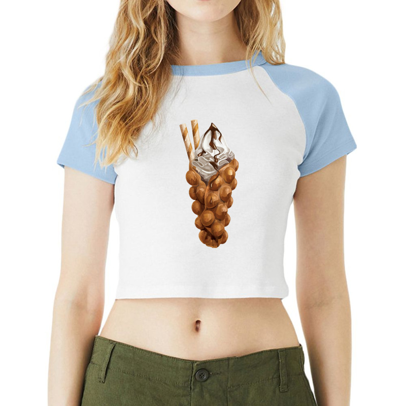 Eggette Bubble Waffle Vanilla Ice Cream,egg Bubble Waffle Van Raglan Crop Top by marinah | Artistshot