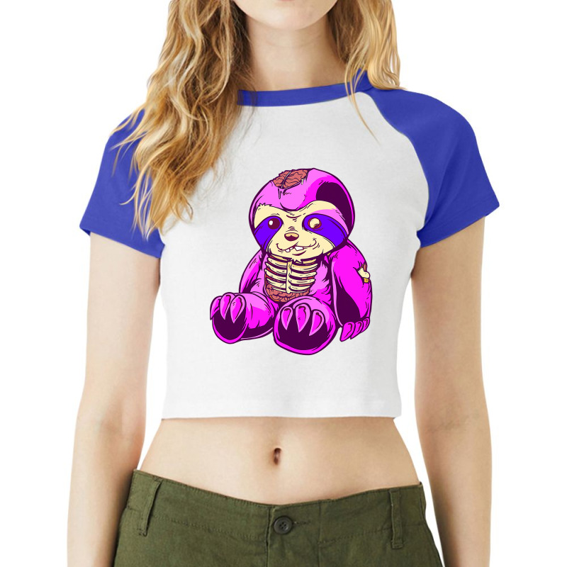 Pastel Goth Kawaii Creepy Bear Skeleton Wicca Witchy Bear Raglan Crop Top by SCOTTALLENZ | Artistshot