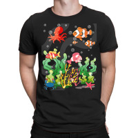 Cartoon Underwater Scene With Fish Coral Reef Illu T-shirt | Artistshot