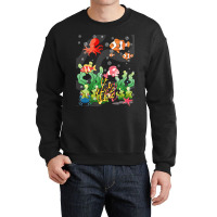 Cartoon Underwater Scene With Fish Coral Reef Illu Crewneck Sweatshirt | Artistshot