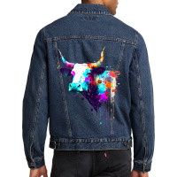 Cow Cattle Paint Splatter Farm Animal Lovers Splat Men Denim Jacket | Artistshot