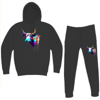 Cow Cattle Paint Splatter Farm Animal Lovers Splat Hoodie & Jogger Set | Artistshot