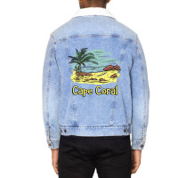 Cape Coral Beach Sun Surf Sand Travel Unisex Sherpa-lined Denim Jacket | Artistshot