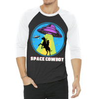 Cowboy Alien Spaceship Vintage Distressed Western 3/4 Sleeve Shirt | Artistshot