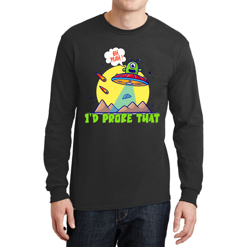 Cute Alien Head With Ufo Spaceship Id Probe That Long Sleeve Shirts | Artistshot