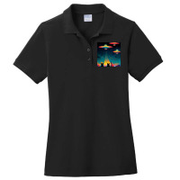 Cat Galaxy Ufo Cats Funny Cat Alien Invasion Ladies Polo Shirt | Artistshot