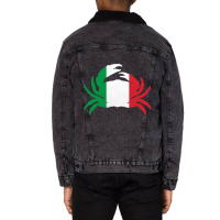 Crab Vintage Italy 2italian Flag Seafood Lover Ita Unisex Sherpa-lined Denim Jacket | Artistshot