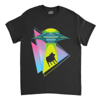 Vaporwave Cow Ufo Abduction Extraterrestrial Synth Classic T-shirt | Artistshot