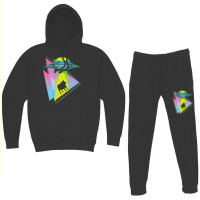 Vaporwave Cow Ufo Abduction Extraterrestrial Synth Hoodie & Jogger Set | Artistshot