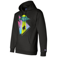 Vaporwave Cow Ufo Abduction Extraterrestrial Synth Champion Hoodie | Artistshot