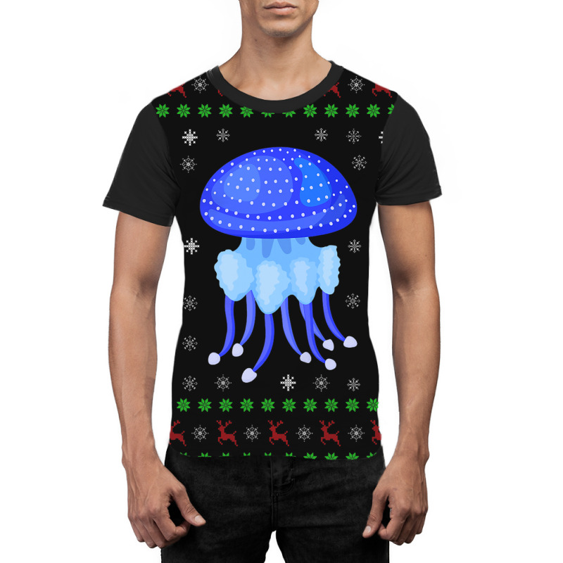 Ugly Xmas Jellyfish Graphic Funny Ugly Sweater Chr Graphic T-shirt | Artistshot