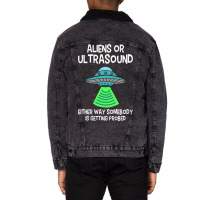 Ultrasound Technologists Alien Sonographers Radiol Unisex Sherpa-lined Denim Jacket | Artistshot