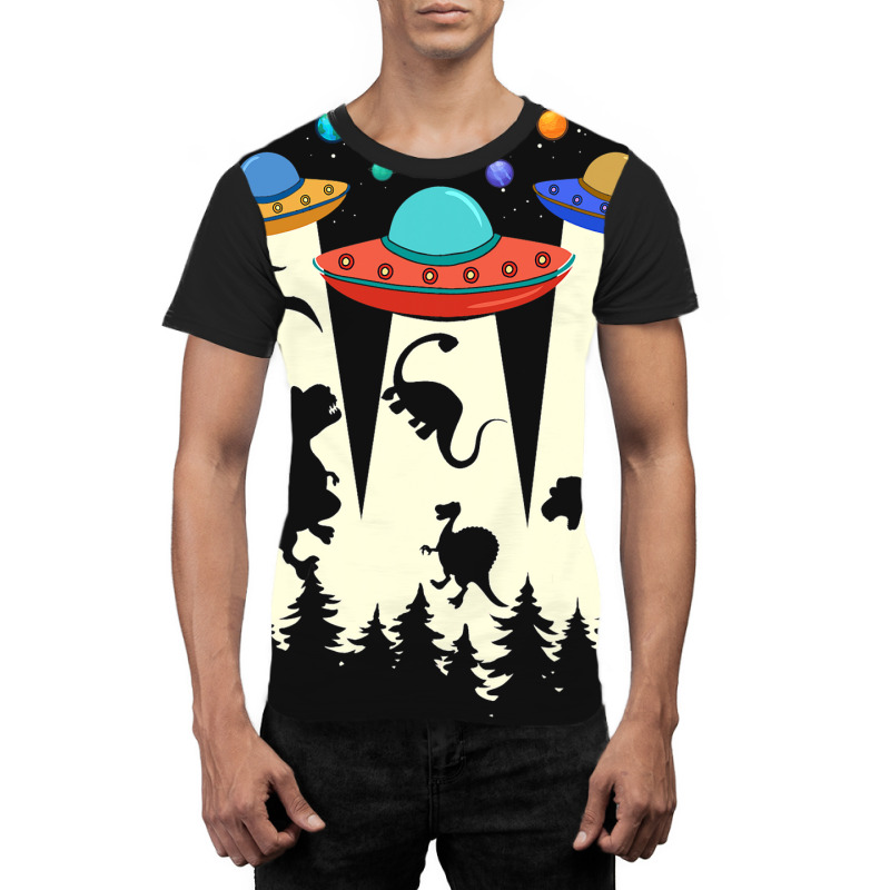 Ufo Dinosaur Lover Vintage Rerto Alien Abduction F Graphic T-shirt | Artistshot