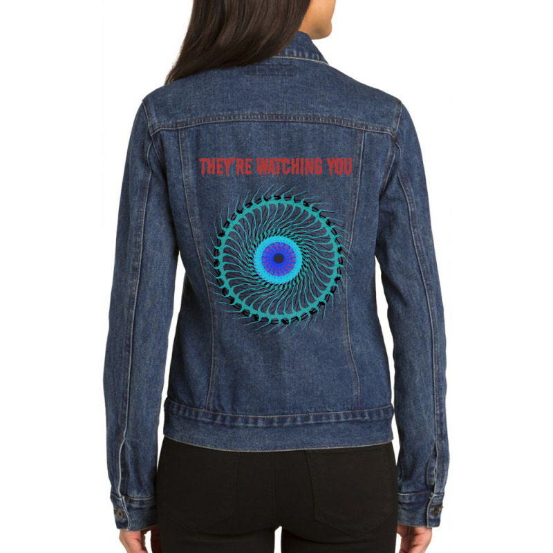 They’re Watching You. Paranoia Alien Creepy Ladies Denim Jacket by DENISEWRIGHT | Artistshot