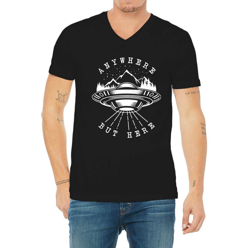 Ufo Flying Saucer Anywhere But Here Antisocial Ali V-neck Tee | Artistshot