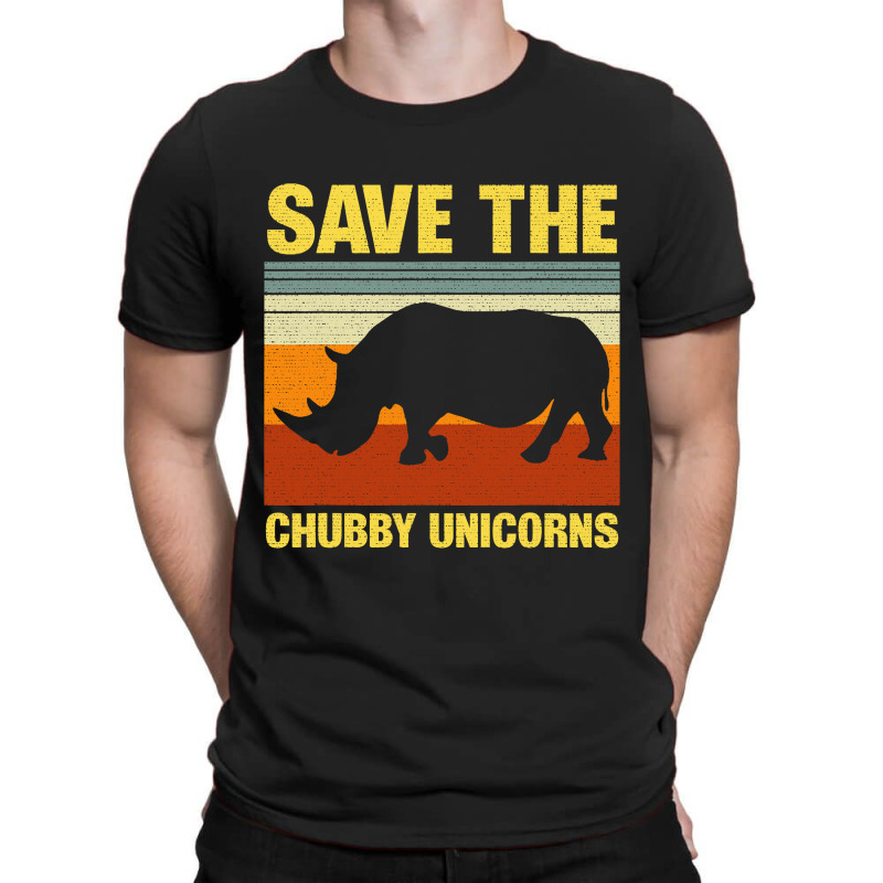 Vintage Sunset Save The Chubby Unicorns Fat Rhino T-shirt | Artistshot