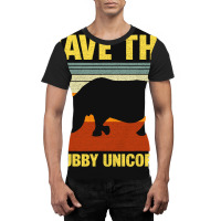 Vintage Sunset Save The Chubby Unicorns Fat Rhino Graphic T-shirt | Artistshot