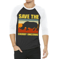 Vintage Sunset Save The Chubby Unicorns Fat Rhino 3/4 Sleeve Shirt | Artistshot