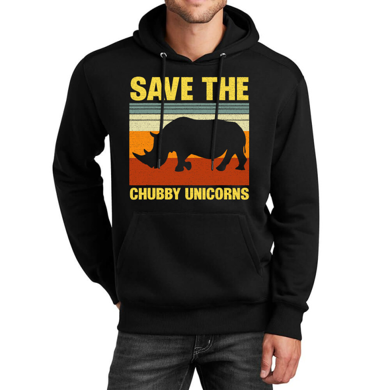 Vintage Sunset Save The Chubby Unicorns Fat Rhino Unisex Hoodie | Artistshot