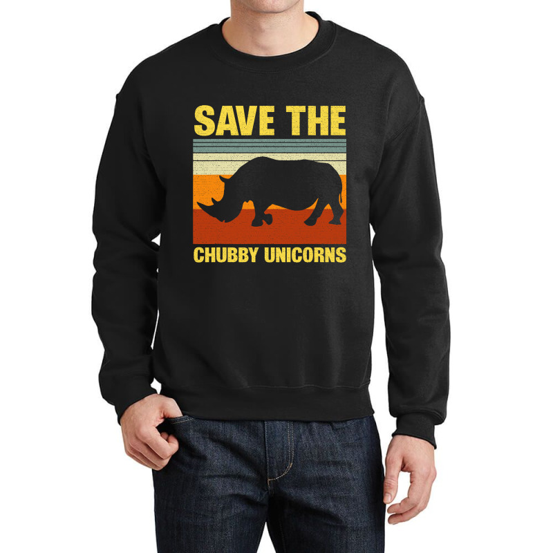 Vintage Sunset Save The Chubby Unicorns Fat Rhino Crewneck Sweatshirt | Artistshot