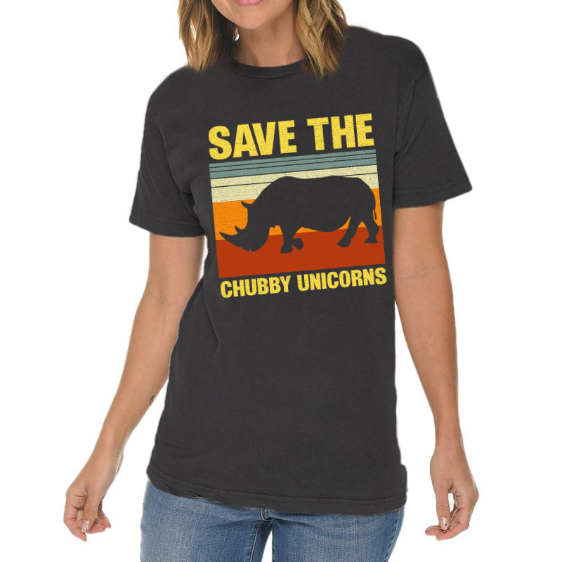 Vintage Sunset Save The Chubby Unicorns Fat Rhino Vintage T-shirt | Artistshot