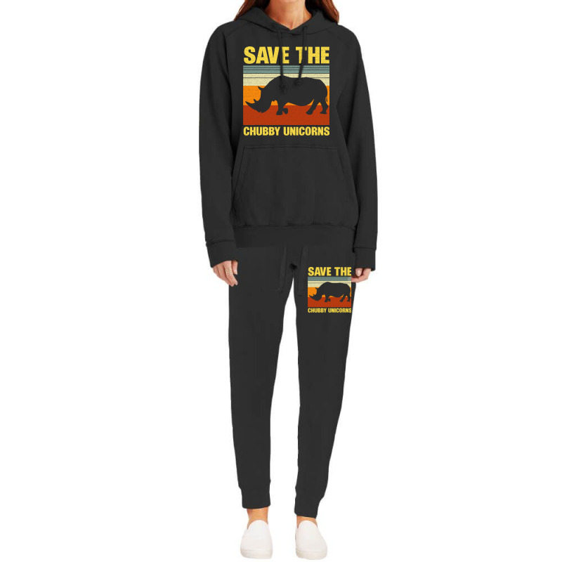 Vintage Sunset Save The Chubby Unicorns Fat Rhino Hoodie & Jogger Set | Artistshot