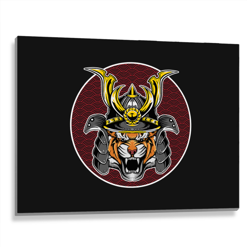 Tiger Samurai Helmet Funny Japanese Warrior Design Metal Print Horizontal | Artistshot