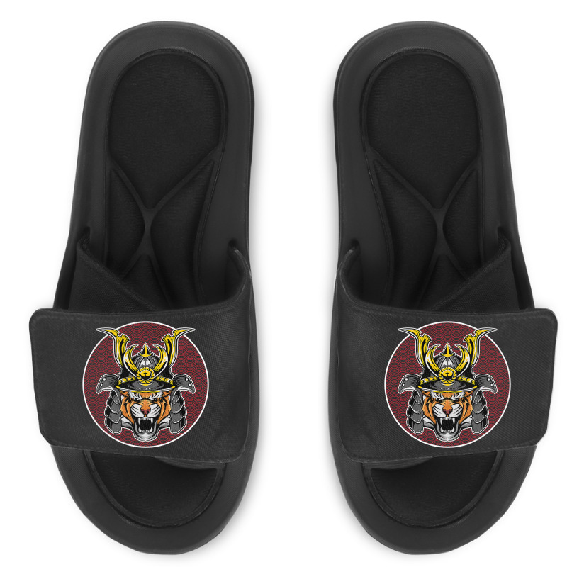 Tiger Samurai Helmet Funny Japanese Warrior Design Slide Sandal | Artistshot