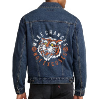 Vintage Tiger Face Make Changes Not Excuses Tattoo Men Denim Jacket | Artistshot