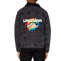 Unicorn Hair Stylist Hairdresser Unicorn Lover Gif Unisex Sherpa-lined Denim Jacket | Artistshot