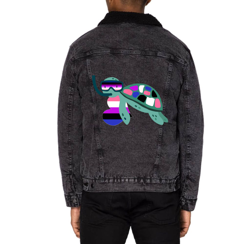 Turtle Genderfluid Flag Subtle Lgbt Gender Fluid G Unisex Sherpa-lined Denim Jacket | Artistshot