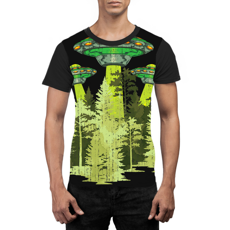 Ufo Abduction Unidentified Flying Object Forest Na Graphic T-shirt | Artistshot