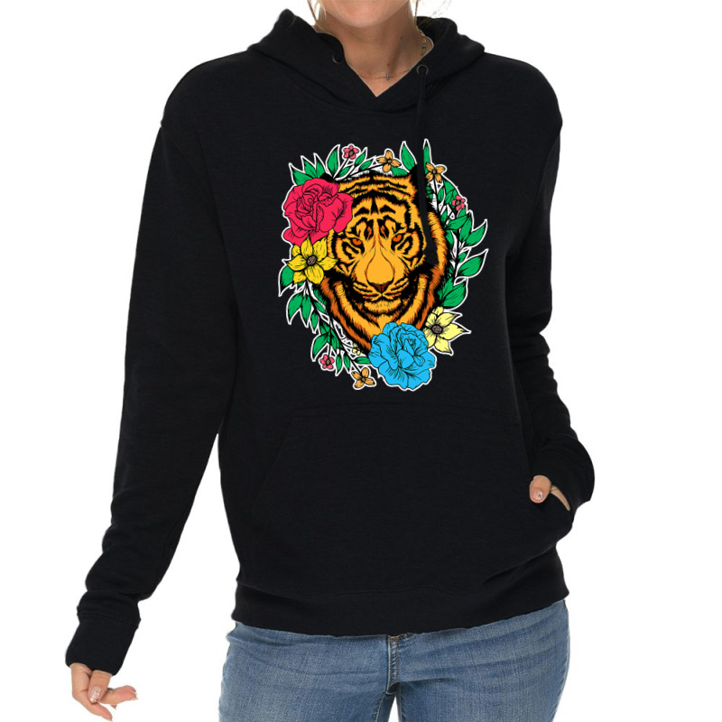 Tiger Flower Animal Lover For Men Women Chinese Ti Lightweight Hoodie | Artistshot