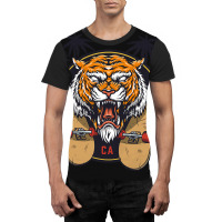 Tiger Themed S With Sharp Nail Holding Skateboard Graphic T-shirt | Artistshot